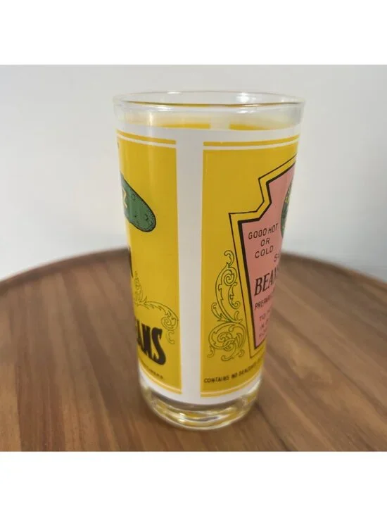 Vintage Pop Art Georges Briard Heinz Baked Beans and Pork Label Beverage Glass - Picture 2 of 13